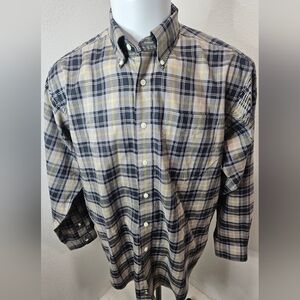 L.L.Bean U.S. Army Tartan Plaid Button Down Shirt Mens L REG Long Sleeve Casual